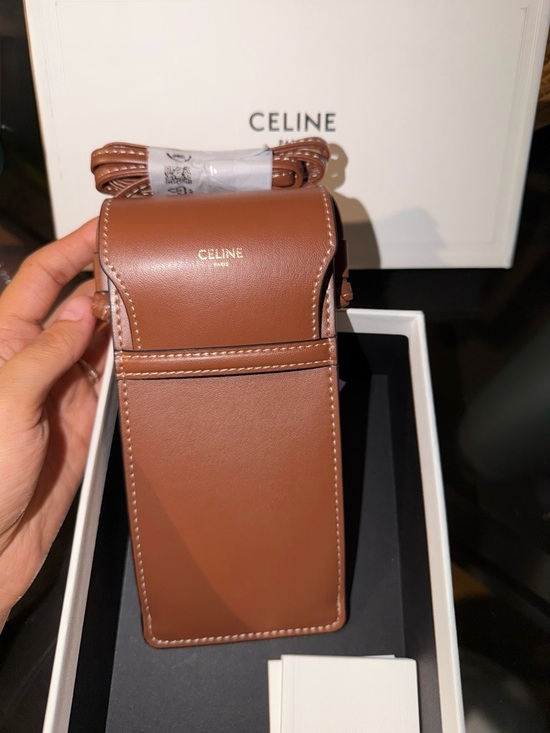 Celine Other - Celine Brown Leather Crossbody Phone Case with Strap